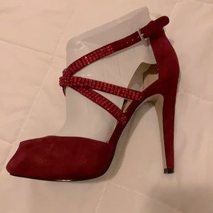 Nine West Strapped Ruby Rhinestone heels
